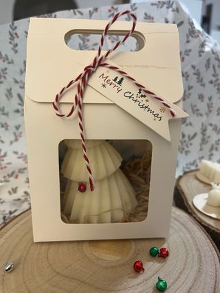 Candela Albero Natale Cera Soia Decorata