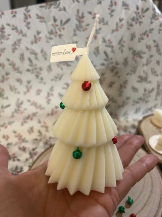 Candela Albero Natale Cera Soia Decorata