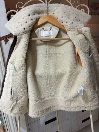 Chaleco Chloe Piel Borrego Beige y Marrón