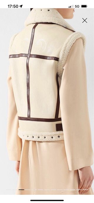 Chaleco Chloe Piel Borrego Beige y Marrón