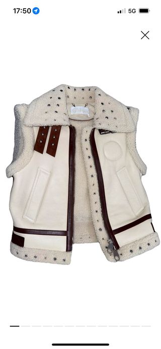 Chaleco Chloe Piel Borrego Beige y Marrón