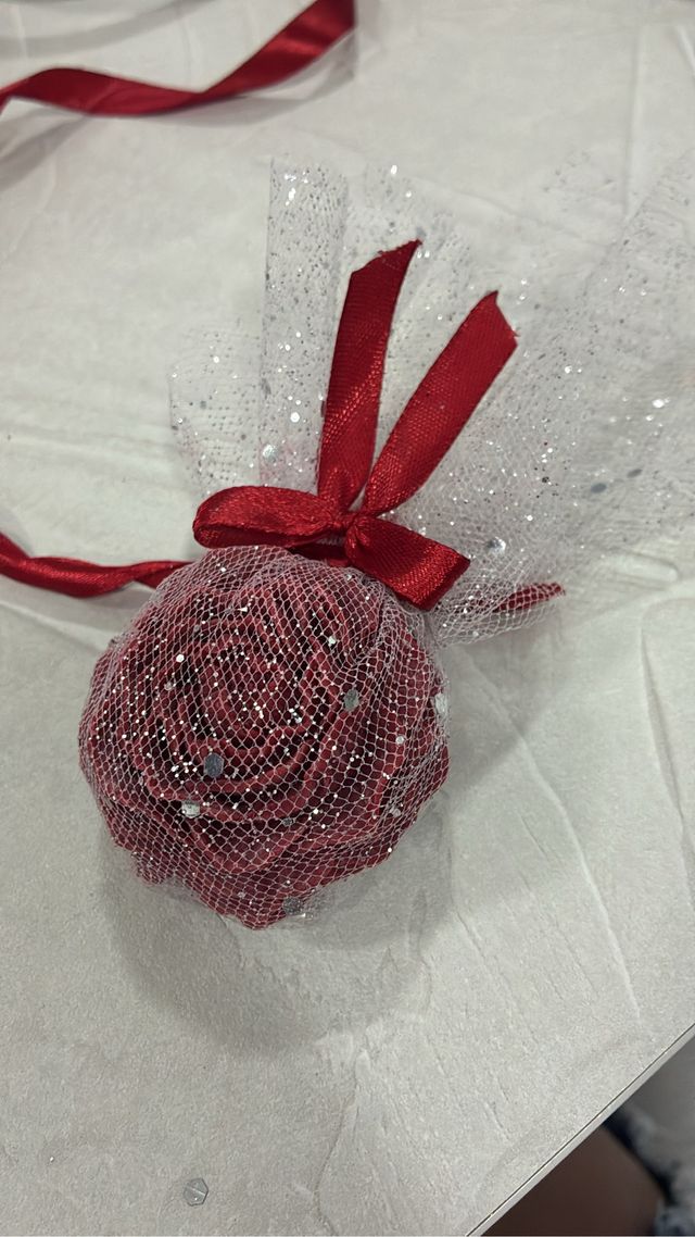 Decorazione Festa Compleanno Pallina Rossa Glitter