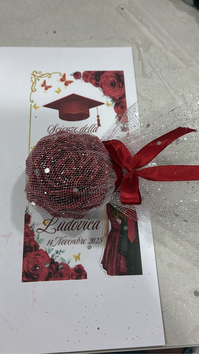 Decorazione Festa Compleanno Pallina Rossa Glitter