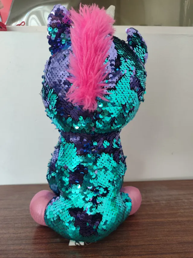 Peluche Unicornio Lentejuelas Turquesa y Rosa