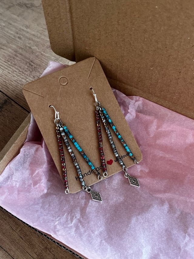 Pendientes artesanales de cuentas estilo boho