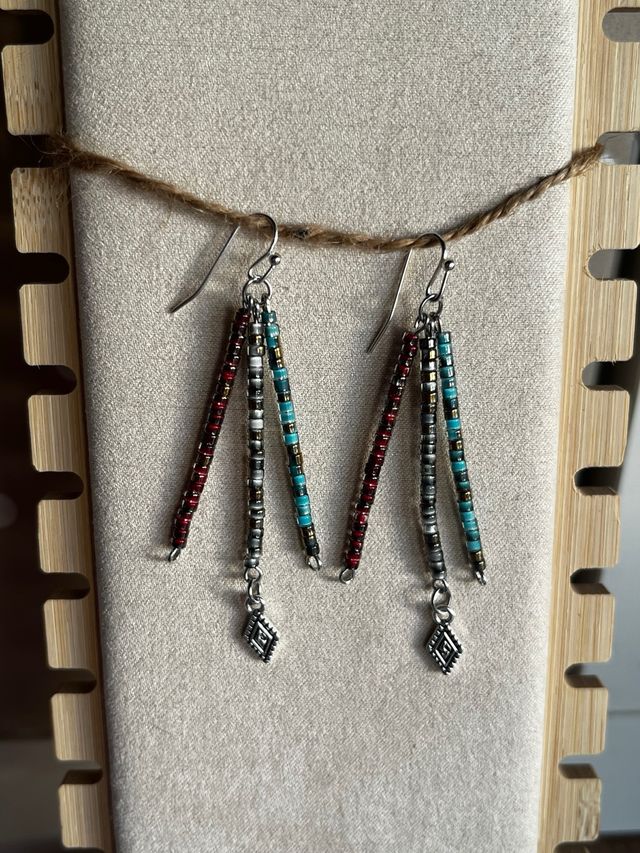 Pendientes artesanales de cuentas estilo boho