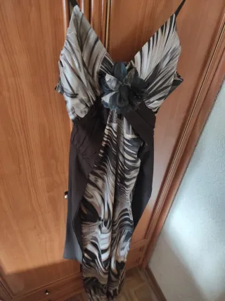 Vestido fiesta marrón y dorado Talla M