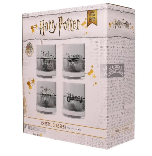 Set 4 Vasos Cristal Harry Potter 370ml