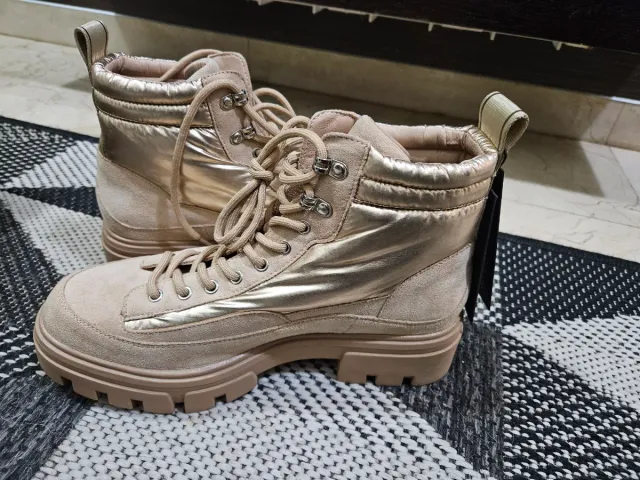 Botas Replay T40 Beige y Dorado