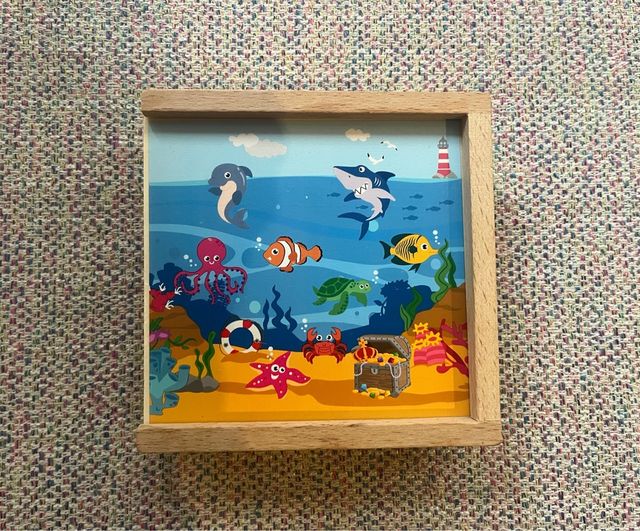 Juego de memoria infantil de animales marinos