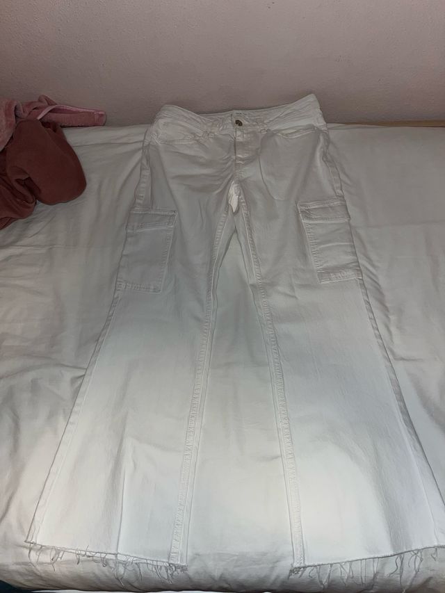 Pantalones Cargo Blancos Mango Teen