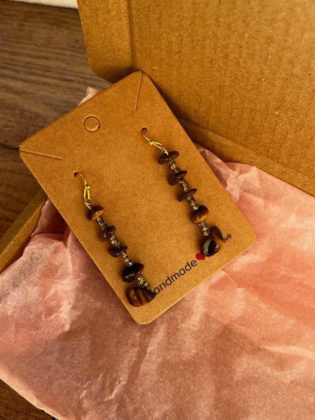 Pendientes artesanales mineral ojo de tigre