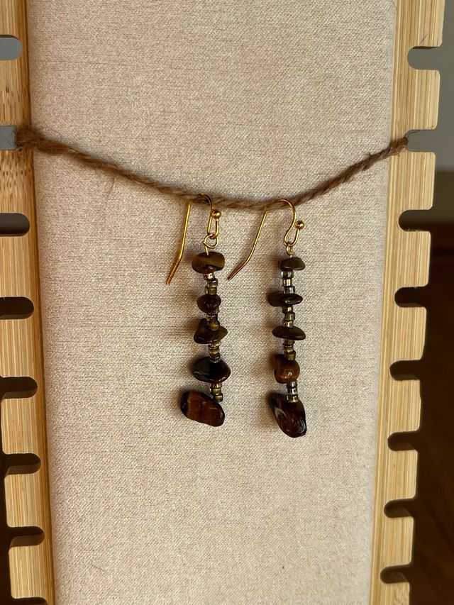 Pendientes artesanales mineral ojo de tigre