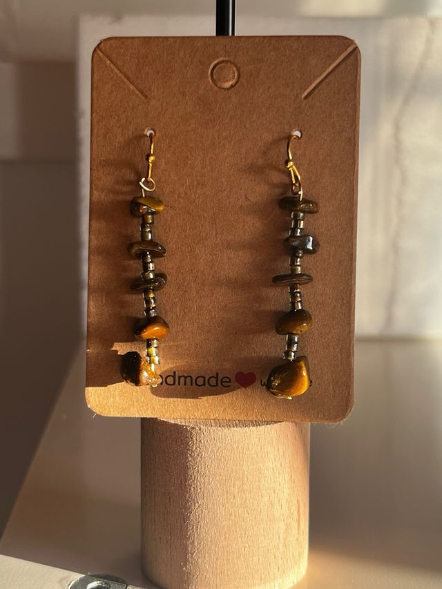 Pendientes artesanales mineral ojo de tigre