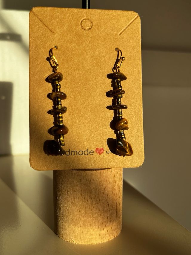 Pendientes artesanales mineral ojo de tigre
