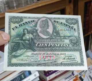 Billete 100 Cien Pesetas 1907 Alegorías Sin Serie!