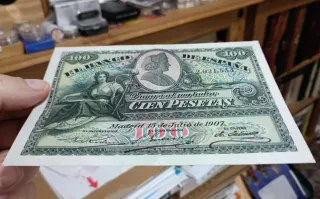 Billete 100 Cien Pesetas 1907 Alegorías Sin Serie!