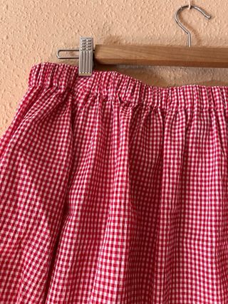 Top cuadros Vichy escote barco lazada puño de Zara