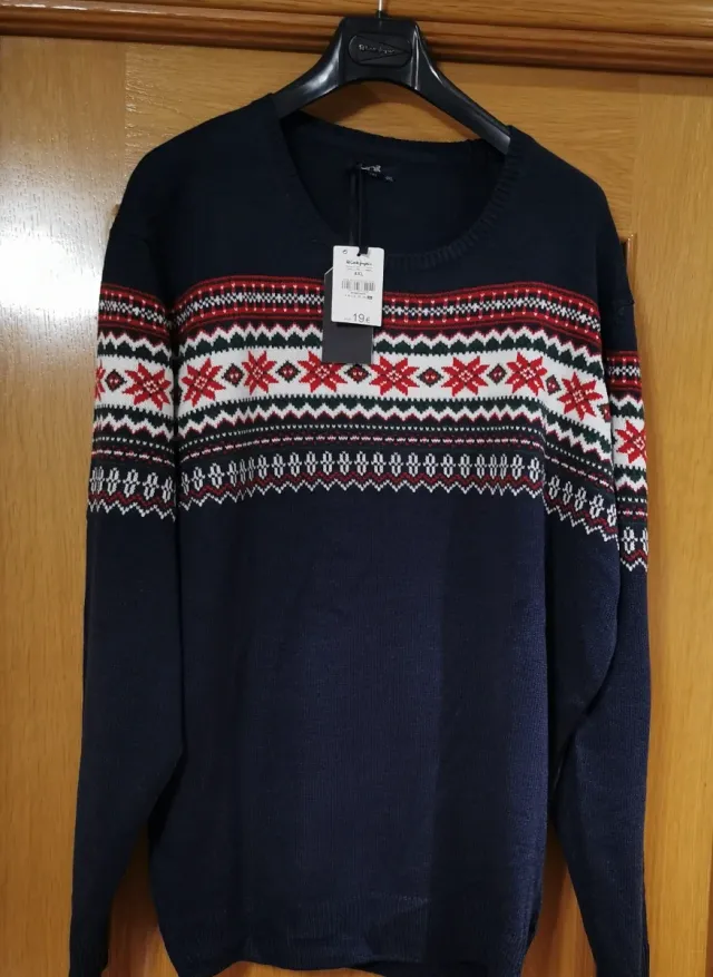 Jersey Hombre Talla 4XL Fair Isle Azul