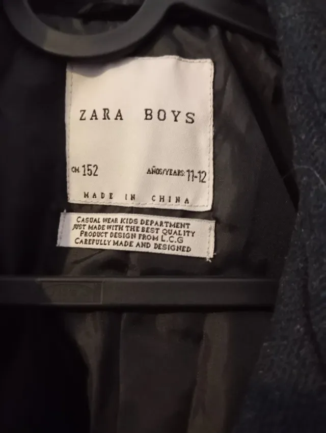 Abrigo niño Zara Talla 11/12 Negro