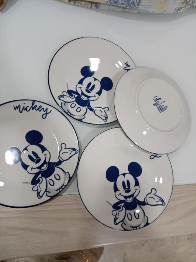 Set 4 Piatti Ceramica Disney Topolino Blu