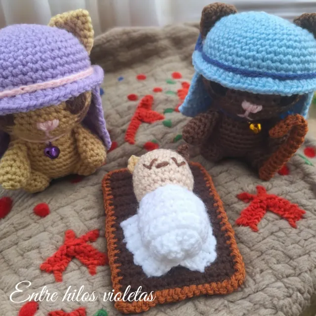 Belén Gatitos Crochet Hecho a Mano