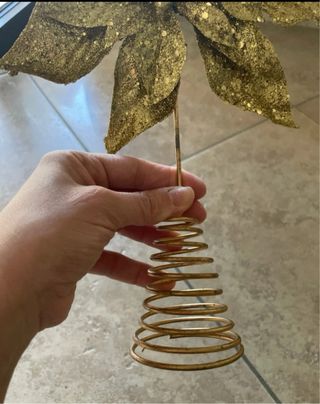 Puntale Albero Natale Fiore Oro Glitter