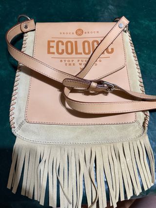 Bolso Ecologic Beige Cuero Flecos