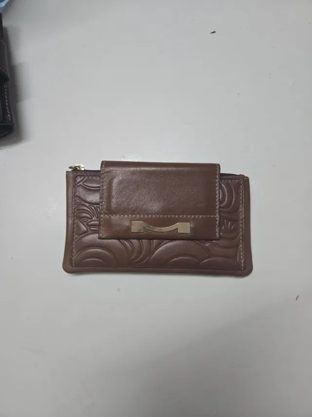 Cartera de cuero mediana marrón