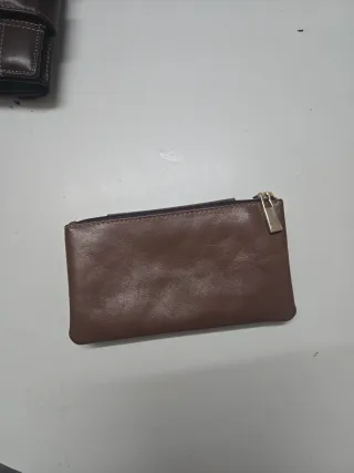 Cartera de cuero mediana marrón