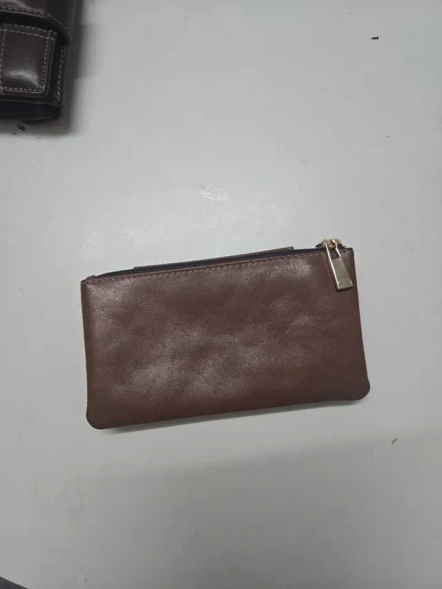 Cartera de cuero mediana marrón