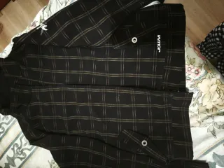 Chaqueta Mujer Cuadros Negro y Dorado