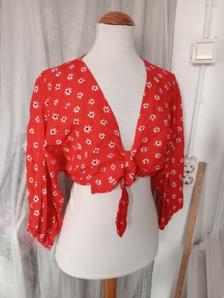 Blusa top fresca roja  Zara