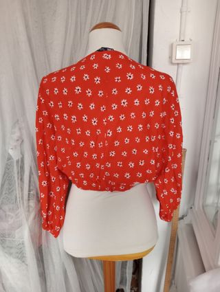 Blusa top fresca roja  Zara