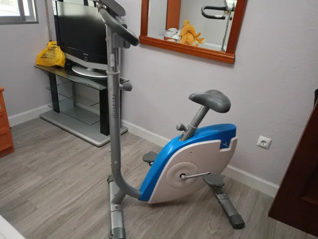 Bicicleta Estática Azul y Gris