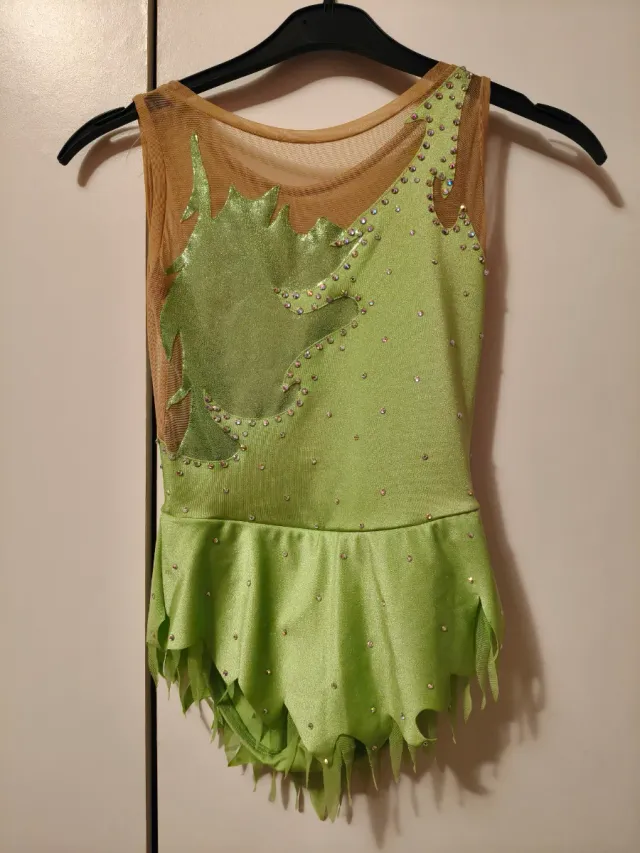 Maillot Gimnasia  Verde Brillante niñas a mano