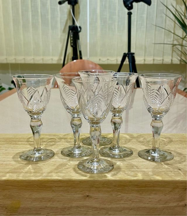 Copas vidrio uranio grabadas (1930-1940)