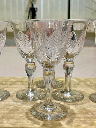 Copas vidrio uranio grabadas (1930-1940)