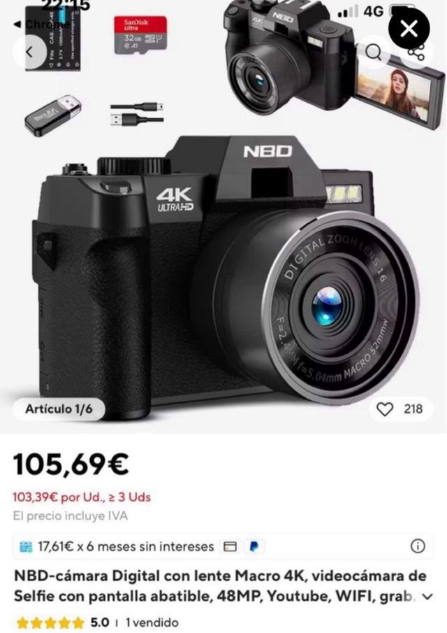 Fotocamera Digitale NBD 4K Ultra HD 48MP