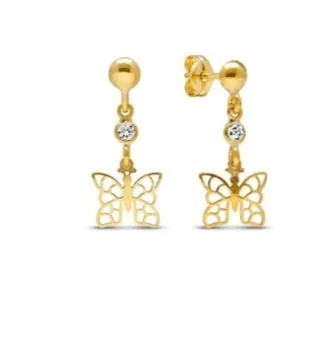Pendientes oro 18kt mariposa