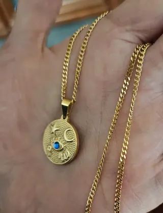 Colgante Medalla,media luna,mano Fátima,ojo turco