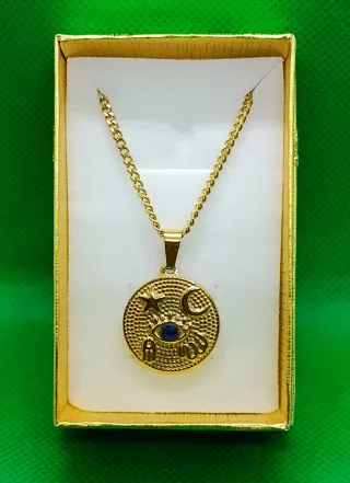 Colgante Medalla,media luna,mano Fátima,ojo turco