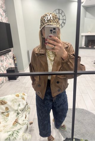 Giubbino ecopelle cammello