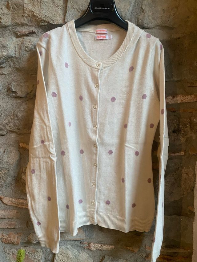 Cardigan SUN68 panna pois lilla