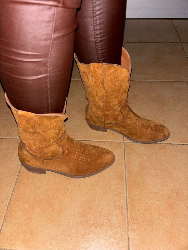 Botas cowboy ante marrón mujer talla 40