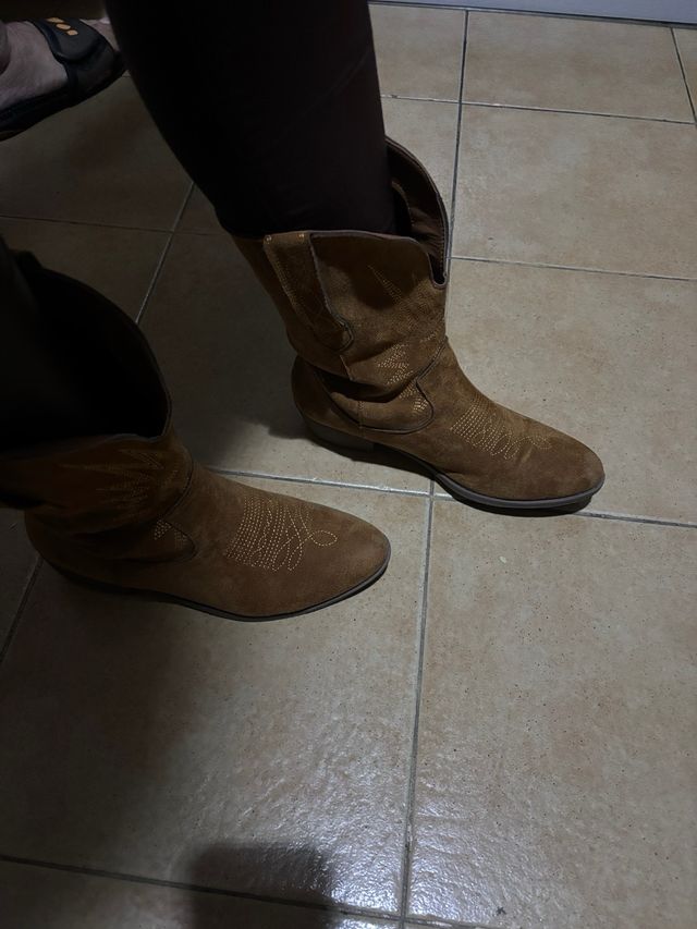 Botas cowboy ante marrón mujer talla 40