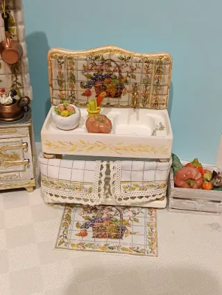 Miniatura lavello ceramica per dollhouse