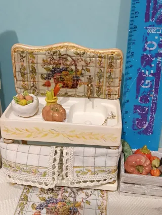 Miniatura lavello ceramica per dollhouse