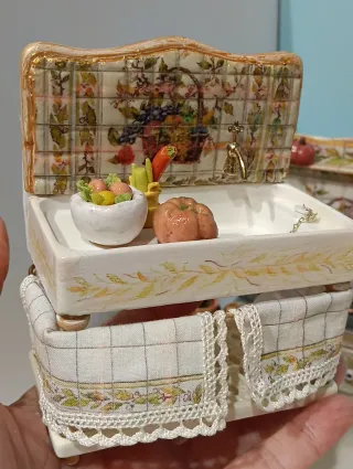 Miniatura lavello ceramica per dollhouse
