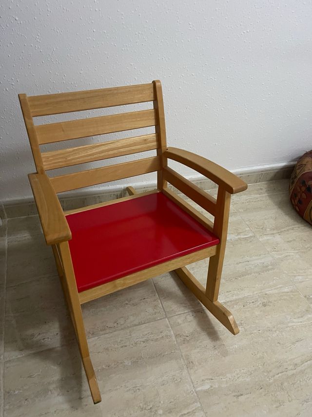 Silla Mecedora Infantil Madera Roja